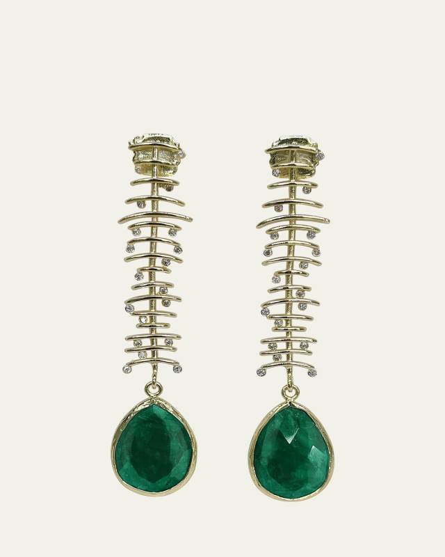 Spine Earrings with Malachite